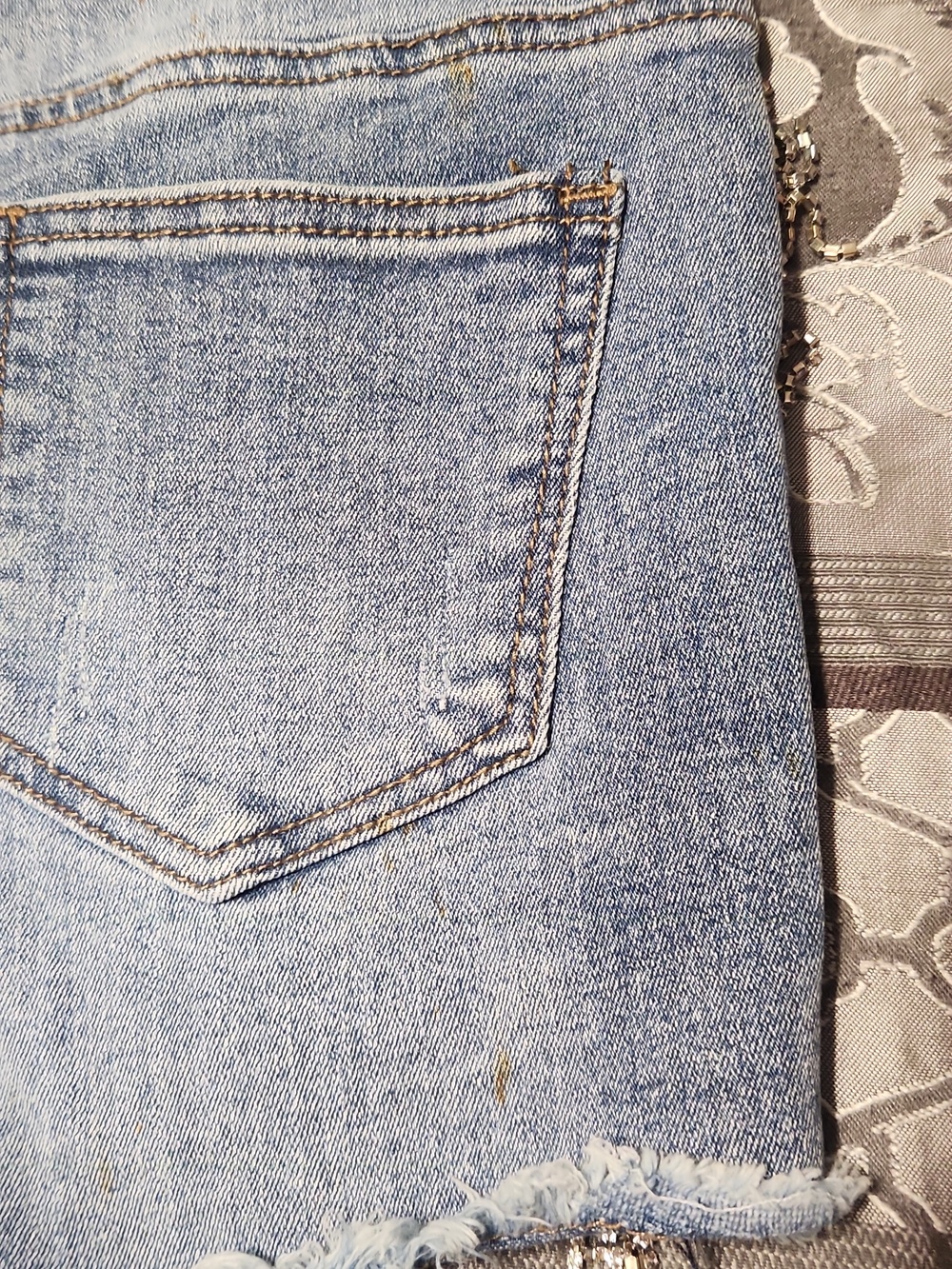 Denim Rhinestone Fringe Women's Shorts Medium - Picture 5 of 8